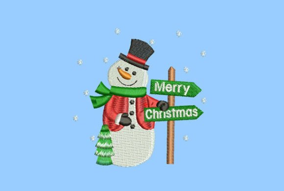 Snowman with Sign at Christmas